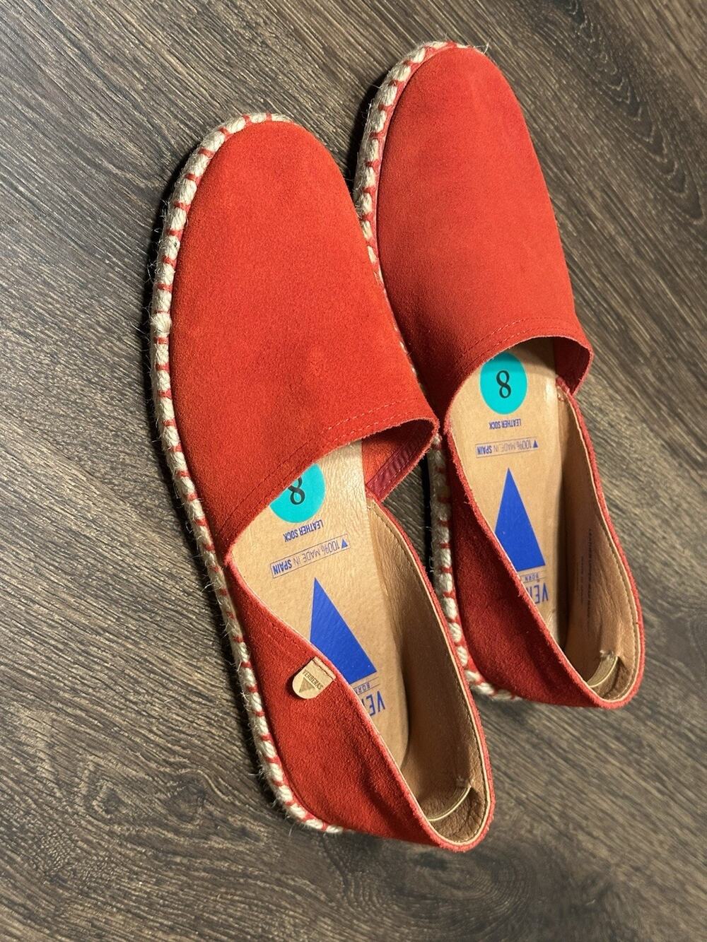 Verbenas Womens Flats Usa 8.5 EU 39 Espadrille Carmen Red Suede